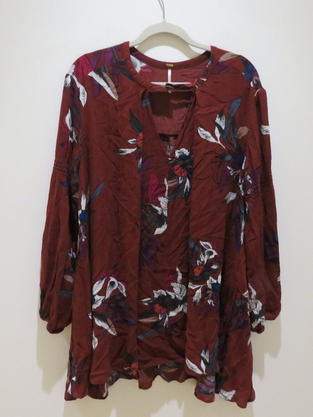 FREE PEOPLE Tree Swing Tunic Dress Electric Orchid Floral Medium Boho Festival - Picture 2 of 13